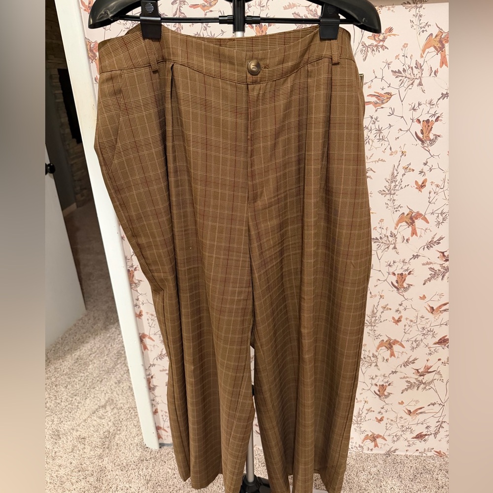 Cider Brown Plaid Pants | Straight Leg | Preppy Neutral Trousers